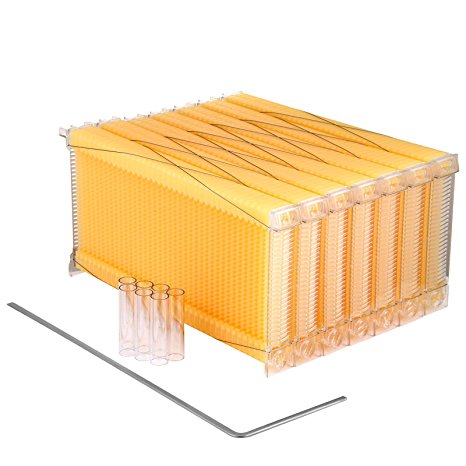 VEVOR 7Pcs Auto Flow Bee Comb Beehive Frames Auto Flow Honey Plastic Flow Honey Beekeeping Beehive with 7 Harvest Tubes and a Harvest Key（Auto Flow without Frame House）