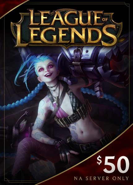 League of Legends $50 Gift Card - 7200 Riot Points - NA Server Only [Online Game Code]