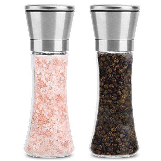 Umiwe Stainless Steel Salt and Pepper Grinder Set Salt Shaker Pepper Mill Kitchen Spice Mill Spice Jar(Set of 2)