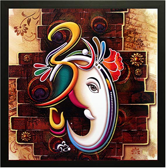 SAF Special Effect Textured Ganesha Painting (SANFO89, 30 cm x 3 cm x 30 cm)