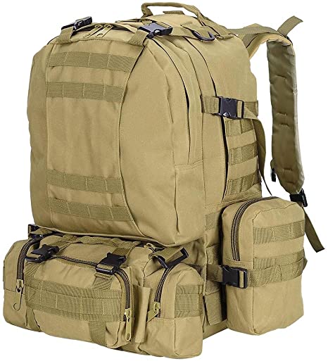 AW 55L 600D Tactical Army Rucksacks Backpack Camping Outdoor Hiking Traveling Trekking Bag