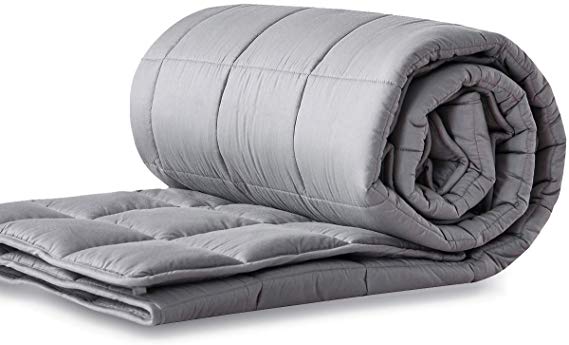 LIANLAM Heavy Weighted Blanket (25 lbs, 60"x80", Queen Size, Grey), Organic Weighted Blanket for Adults, 100% Natural Cotton Material with Premium Glass Beads