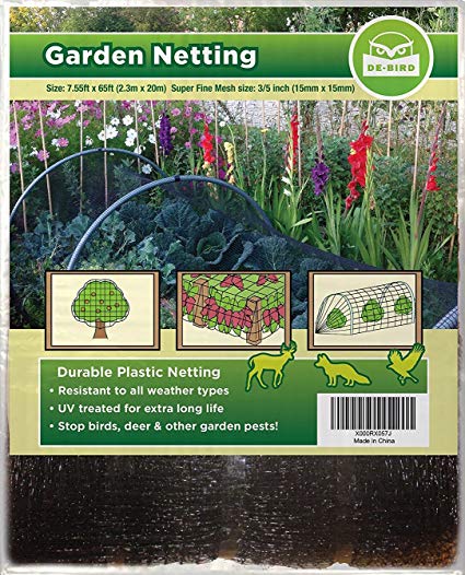 Garden Netting- Secure Your Produce Against Thieving Pests: Birds, Deer, Rabbits and More. Robust, Tear-Resistant Mesh Creates Wildlife Friendly Barrier (7.55x65ft) That Prevents Damage and Mess.
