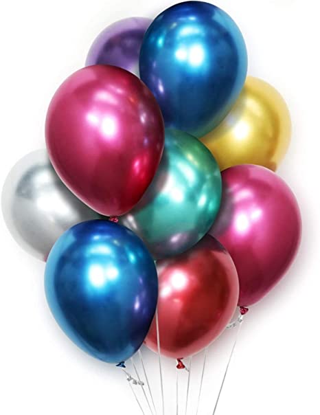 Party Balloons Premium Assorted 12 Inch Latex Multicoloured Packs of 50 Quality Bright Metallic Balloons Suitable for Birthday Parties, Weddings, Anniversaries and Celebrations