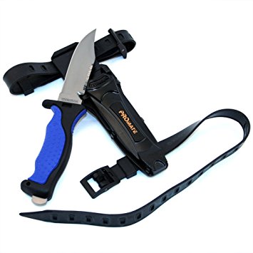 Promate Scuba Dive Snorkel Titanium Knife (4 3/8" Blade) with straps and sheath