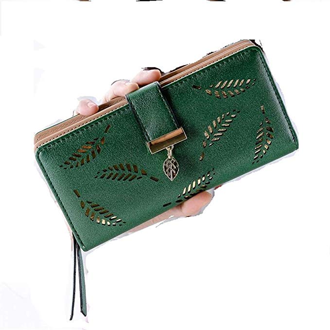 Wallets for Women Leather Handbag Card Holder Clutch Coin Purse Zipper Buckle