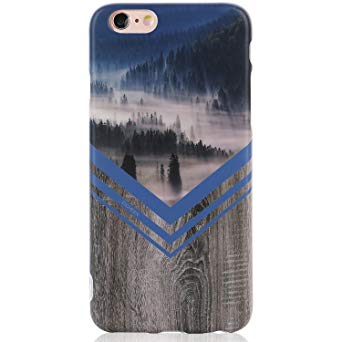 DICHEER iPhone 6 Case,iPhone 6s Case,Cute Blue Mounatin and Grey Wood for Women Girls Slim Fit Thin Clear Bumper Glossy TPU Soft Rubber Silicon Cover Best Protective Phone Case for iPhone 6/iPhone 6s