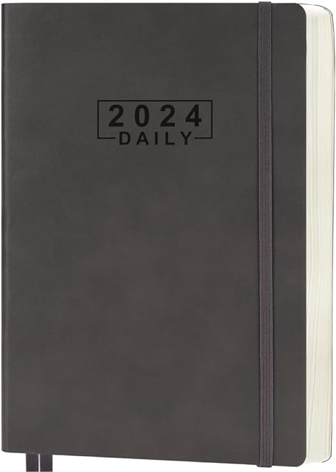 newestor 2024 Daily and Monthly Planner Dated with Appointment Schedule & Daily To Do, 5.7"x8.25", Grey