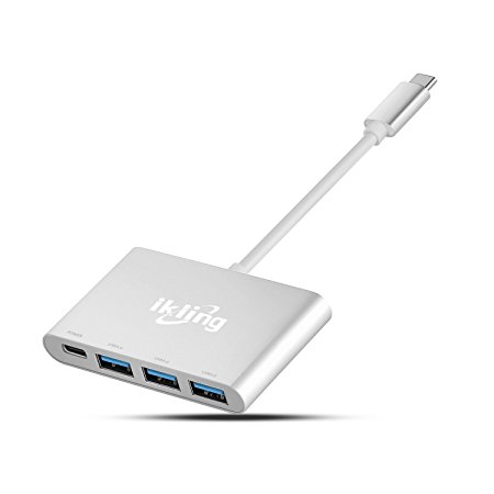 ikling USB C to USB 3.0 Hub Ultra Slim USB C Adapter with USB C charging port