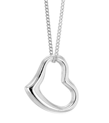 Carissima Gold Open Heart Pendant on 9 ct White Gold Curb Chain Necklace of 46 cm/18 inch