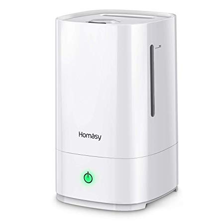 Homasy Humidifiers with Oil Diffuser Nozzle, 4.5L Ultrasonic Cool Mist Humidifier for Baby Bedroom, Large-Capacity Vaporizer Humidifying Unit with Whisper-Quiet & Auto Shut-Off (White)