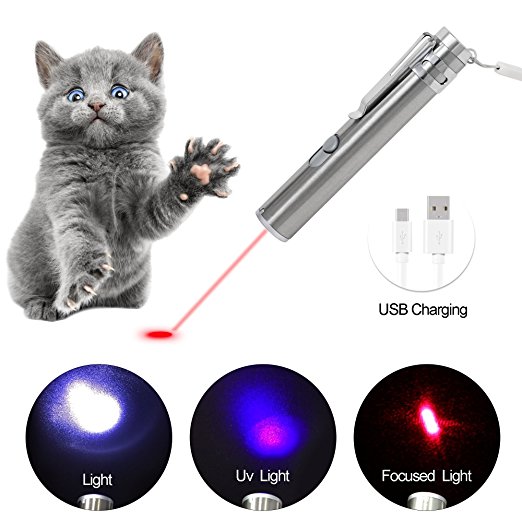 Tacobear Cat Toys 3 in 1 USB Charging Catch Interactive LED Light Exercise Cat Training Tool