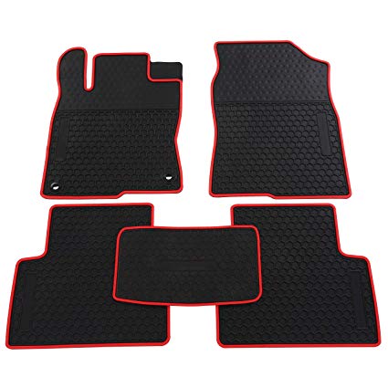 biosp Car Floor Mats for Honda Civic 10th 2016 2017 2018 2019 Front And Rear Seat Heavy Duty Rubber Liner Black Red Vehicle Carpet Custom Fit- All Weather Guard Odorless