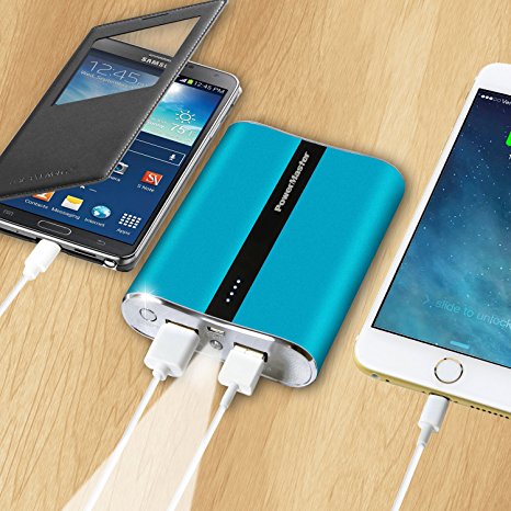 Power Master Portable Power Bank - 12000 mAh, Dual USB Charging Ports, Power Indicator, LED Flashlight, Charge Protection, suitable for iPhone, Samsung,(BLUE)