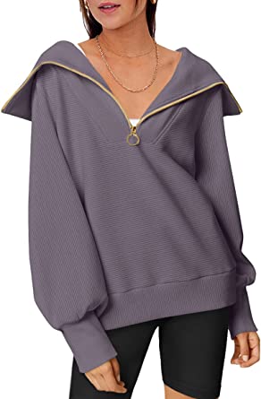 Trendy Queen Half Zip Pullover Sweatshirts for Women Oversized Quarter Zipper Pullover Hoodies Long Sleeve Y2k Fall Clothes