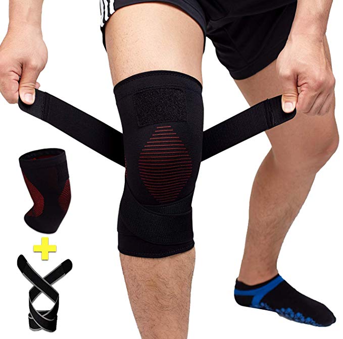 Venture Pal Knee Compression Non-Slip Sleeve with Detachable Strap- Best Knee Brace Support for Running,Soccer, Basketball,Gym - Perfect Treatment for Joint Pain Relief,Meniscus Tear,Arthritis