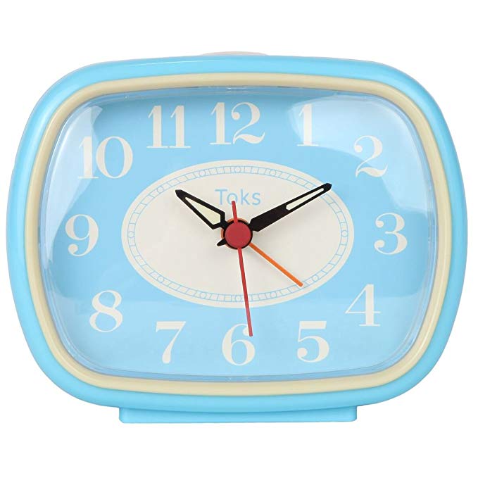 Lily’s Home Quiet Non-Ticking Silent Quartz Vintage/Retro Inspired Analog Alarm Clock - Vintage Blue