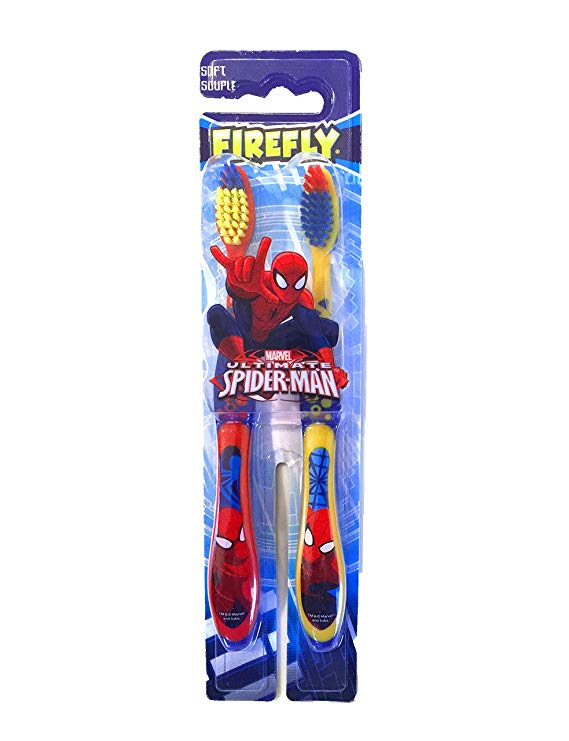 Marvel Ultimate Spider-Man Fire Fly Soft Toothbrush for Kids - 2 Count (Spider-Man)