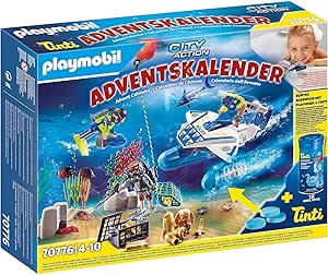 Playmobil 70776 Advent Calendar Bathtime Fun Police Diving Mission, Fun Imaginative Role-Play, PlaySets Suitable for Children Ages 4