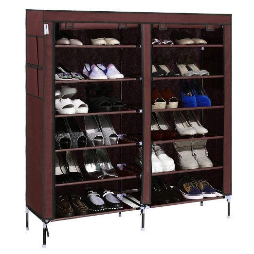 Homdox 7-Tier Shoe Rack Portable Shoe Storage Cabinet Organizer with Covered Shoe Shelf