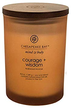 Chesapeake Bay Candle Mind & Body Medium Scented Candle, Courage   Wisdom (Teakwood Incense)