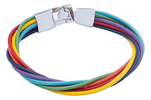 Genuine Leather Rainbow Freedom Twist Bracelet with Stainless Clasp 8" Stunning Braided Wristband Fashion Cuff for Men Women, Stylish & Unique Comfort Fit Band - 60-Day Satisfaction Guarantee- Unisex