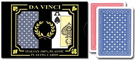 Da Vinci Neve, Italian 100% Plastic Playing Cards, 2-Deck Poker Size Set by Modiano, Jumbo Index