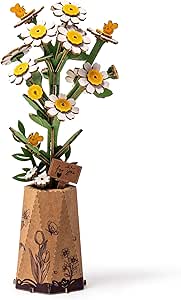 ROBOTIME 3D Puzzles Wooden Artifical Flower Chamomile DIY Model Building Kit to build for Adults Bouquet Botanical Collection Craft Brain Teaser Puzzle Creative Gift Home Decor