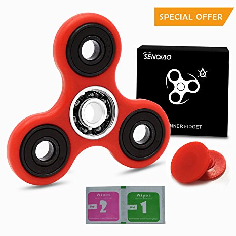 SENQIAO Fidget Hand Spinner EDC Fidget Spinner Toy with High Performance Bearing Long Spin Times ,Super Silent (Red)