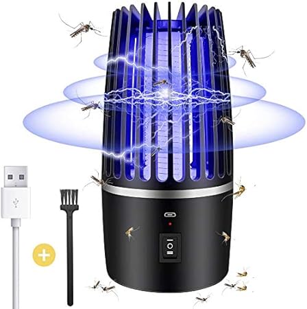 Bug Zapper Outdoor, Mosquito Zapper Electric, 4000mAh USB Rechargeable Fly Zapper Bug Killer, 2 in 1 Portable Bug Zapper with Night Light, 360° Attract Zap Flying Insect for Indoor Outdoor Camping