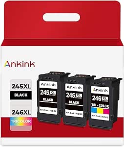 Ankink Compatible Ink Cartridge Replacement for Canon 245XL 246XL (Black Color 3-Pack) PG 245 CL 246 XL for MX490 TR4520 TS3322 TR4522 TR4500 TS3122 TS3300 MX492 MG2522 TS3100 TS3320 MG2500 Printer