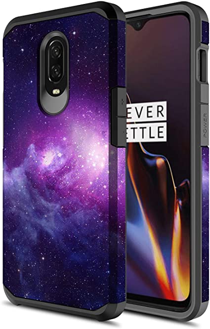 OnePlus 6T Case, Onyxii Hybrid Dual Layer Slim Graphic Armor Shockproof Impact Resistant Protective Cover Case for One   6T (Galaxy Cloud)