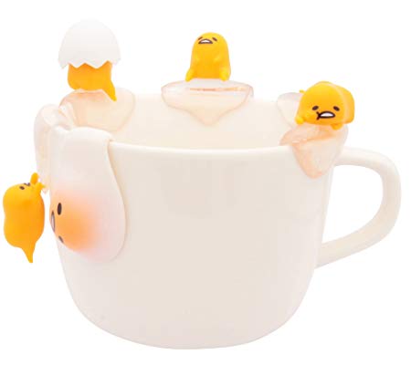 Kitan Club Putitto Sanrio Gudetama Cup Toy - Blind Box Includes 1 of 6 Collectable Figurines - Hangs on Thin, Flat Edges - Authentic Japanese Design - Made from Durable Plastic