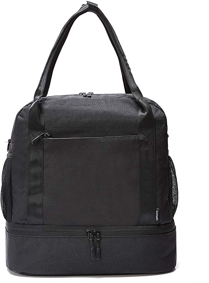 Carry-on Tote Duffel Bag with Bottom Compartment, Slides over Luggage handle