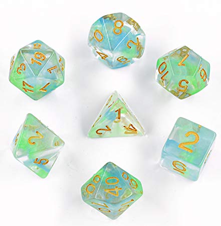 Hengda dice Polyhedral Gaming Dice Complete Sets of 7-Die Dice - D4 D6 D8 D10 D12 D20 & Percentile Dice ¨C Great for Tabletop, Roleyplaying & DnD Games, Math & MTG