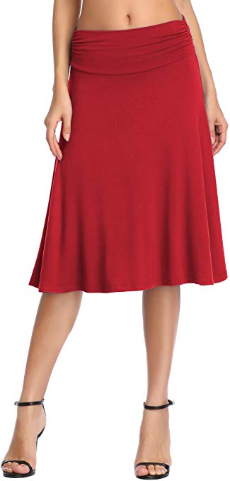 Urban CoCo Women's Ruched Waist Stretchy Flared Yoga Skirt