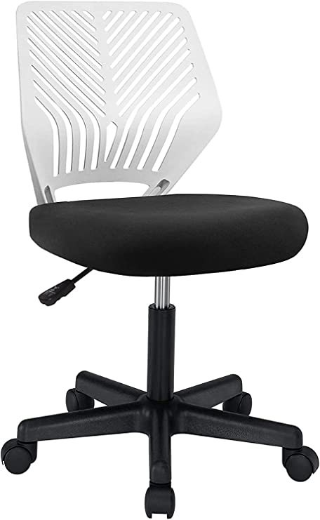 BOSSIN Kids Desk Office Chair for Teens Computer Mesh Chair with Mid-Back Armless Adjustable Swivel Ergonomic Home Office Student Chair Black White(White)