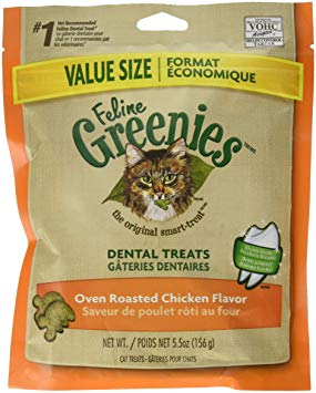 Greenies FELINE Dental Treats for Cats Oven Roasted Chicken Flavor 5.5 oz.