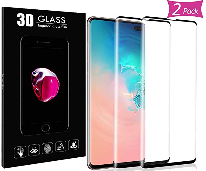 MMPGTec [2 Pack] Galaxy S10 Screen Protector Tempered Glass, [Case Friendly] 3D Curved[3D Full Coverage] Tempered Glass Screen Protector for Samsung Galaxy S10