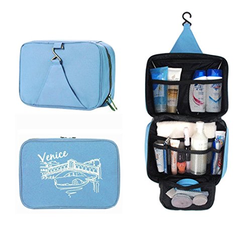 APAS Spacious Travel Kit Organizer Cosmetic Bags Hanging Hook Blue