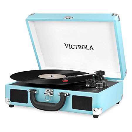 Victrola Vintage 3 Speed Bluetooth Suitcase Turntable with Speakers, Turquoise