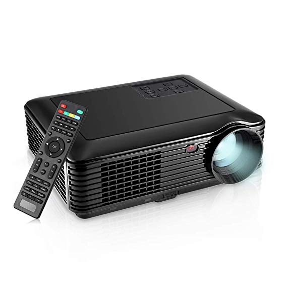 Projector (Updated), GBTIGER 4000 lumens HD Projector 1080P Support LED LCD Home Theater HDMI USB VGA AV SD for Game Party Home Entertainment (SV228-Updated)