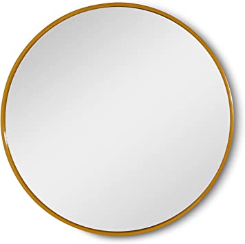 Arvinella - Round Wall Mirror 16-Inch, Medallion (Gold Medallion Color) Modern Metal Frame for Bathroom, Bedroom, Living Room, Vanity, Entryway Wall-Mounted Mirror