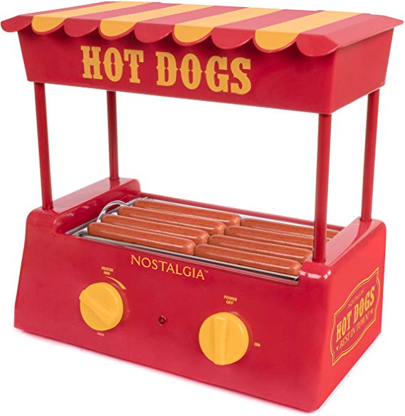 Nostalgia HDR8RY Roller Warmer 8 Hot Dog and 6 Bun Capacity