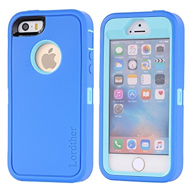 iPhone SE Case, Lordther [ShieldOn Series] [Military Grade Drop Test] Hybrid Synthetic Rubber TPU Covers with [Bonus Screen Protector] Only for Iphone SE 5SE 5 5s (Light Blue)
