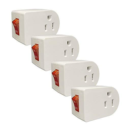 Oviitech Grounded Outlet Wall Tap Adapter with Red Indicator On/Off Power Switch (4Pack)
