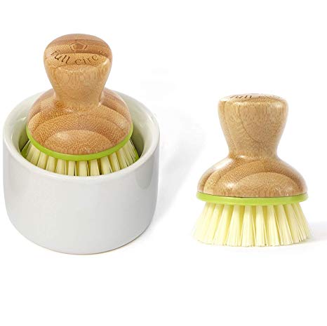 Full Circle Bubble Up Dush Brush with Bamboo Handle, Set of 3, Green