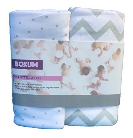Boxum Baby 2pk Cotton Fitted Sheet Set for the Boxum Baby 3 in 1 Travel Bag Mattress