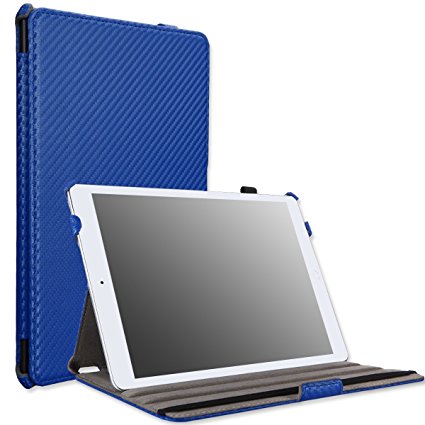 MoKo Apple iPad Air Cover Case - Slim-Fit Case with Stand for iPad Air / iPad 5 (5th Gen) Tablet, Carbon Fiber BLUE (With Auto Wake / Sleep, Not fit iPad Air 2)