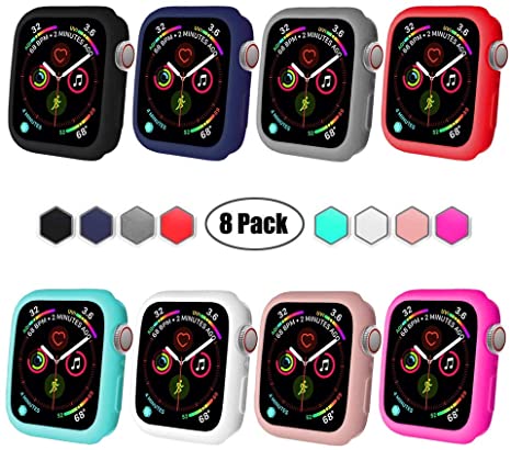 BOTOMALL for iWatch Case 38mm 42mm 40mm 44mm Premium Soft Flexible TPU Thin Lightweight Protective Bumper Cover Screen Protector for Smartwatch Series 5 Series 4 3 2(Colorful,42MM Series 3/2)